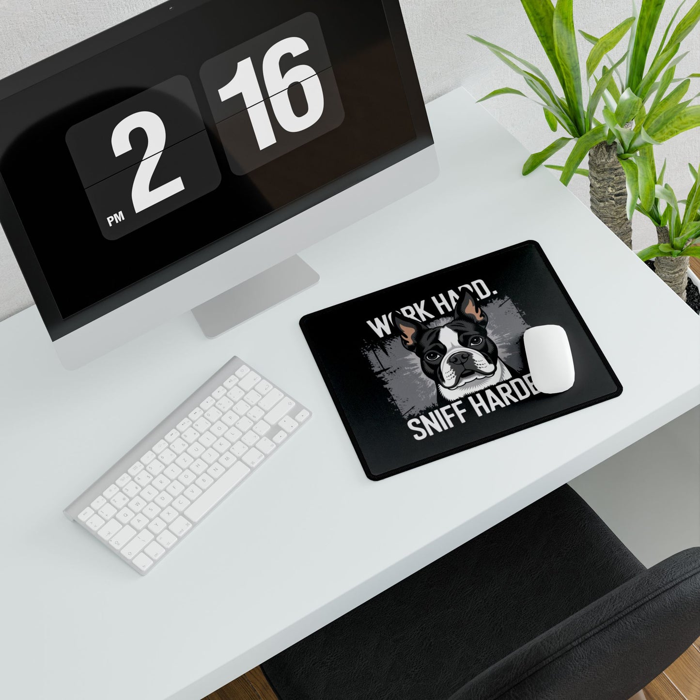 Work Hard Sniff Harder Desk Mat - Bulldog Desk Pad, Office Decor, Pet Lover Gift, Fun Workspace Accessory, Gamers' Mouse Pad