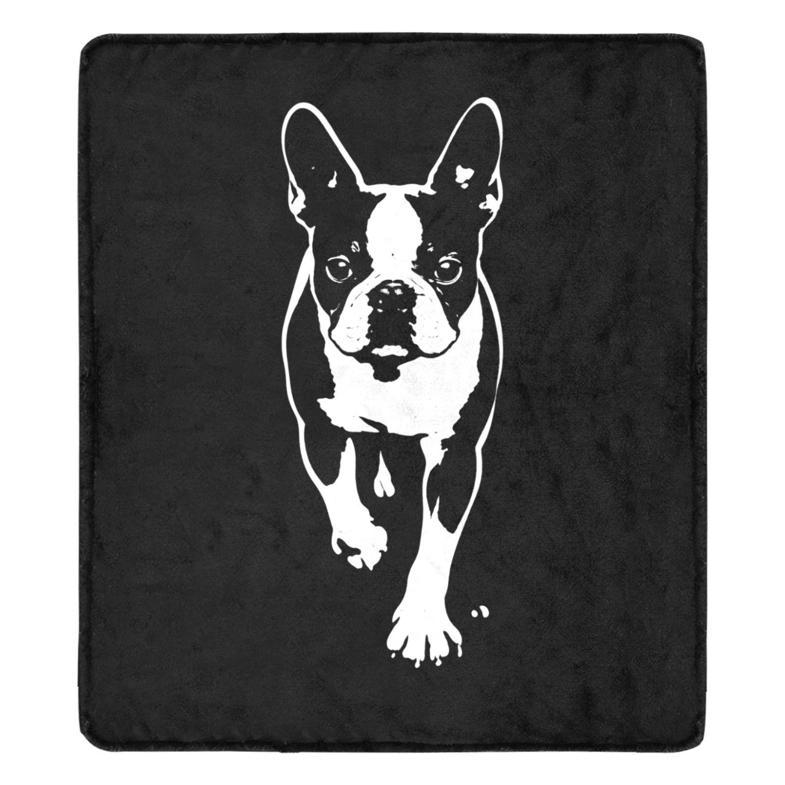 Boston Terrier Stencil Graphic – Minimalist Dog Lover Ultra-Soft Micro Fleece Blanket .