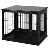 Dog Crate Furniture, 32 Inch Wide Small Medium Dog Cage, End Table With 2 Doors, Puppy Kennel, Black .