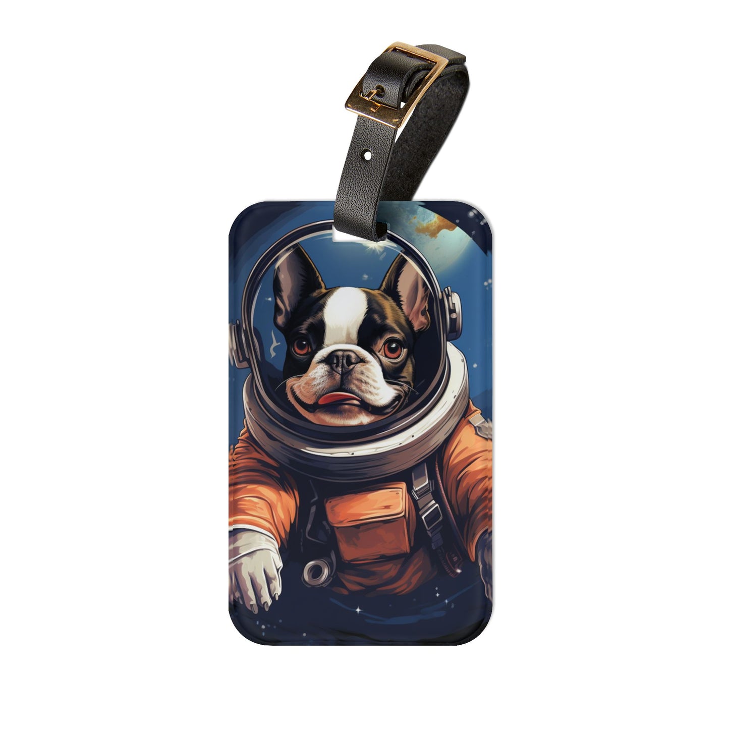 Astronaut Dog Luggage Tag - Fun Personalized Travel Accessory . 2.4'' × 4''
