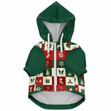 Dog Zip-Up Hoodie - Boston Terrier Christmas Patchwork