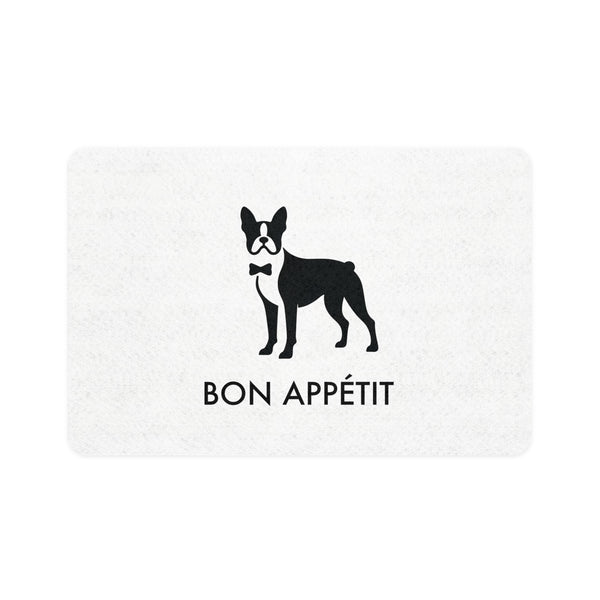 Pet Food Mat - Boston Terrier Bon Appétit Dog Feeding Mat (12x18)