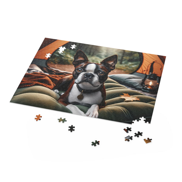 Camping Boston Terrier Dog Puzzle (120, 252, 500-Piece)