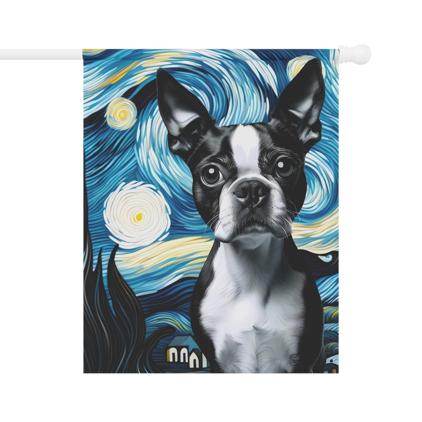 Starry Night - Boston Terrier Garden & House Banner