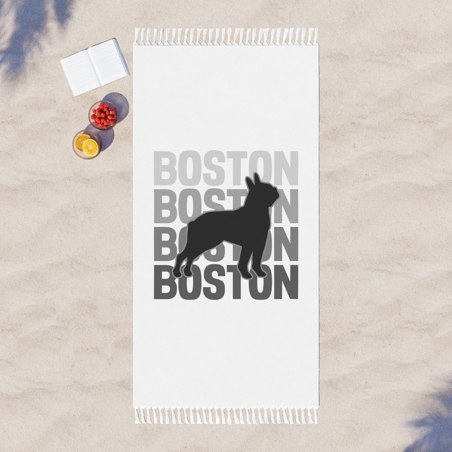 Boston Bulldog Beach Towel - Boho Chic