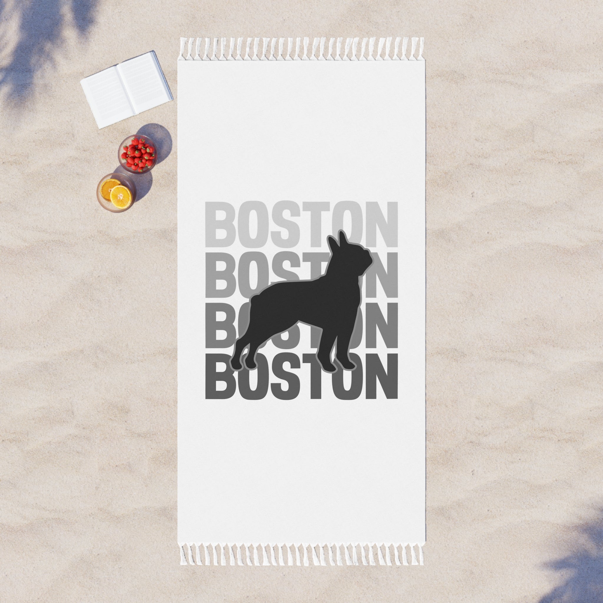 Boston Bulldog Beach Towel - Boho Chic