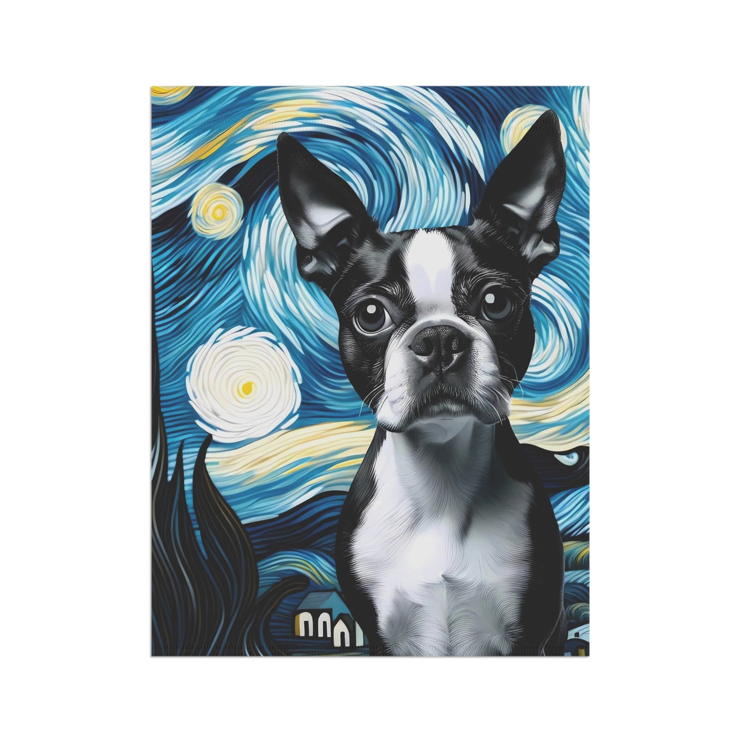 Starry Night - Boston Terrier Garden & House Banner
