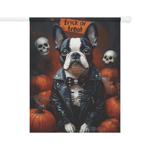 Halloween Boston Terrier Trick or Treat Garden & House Banner