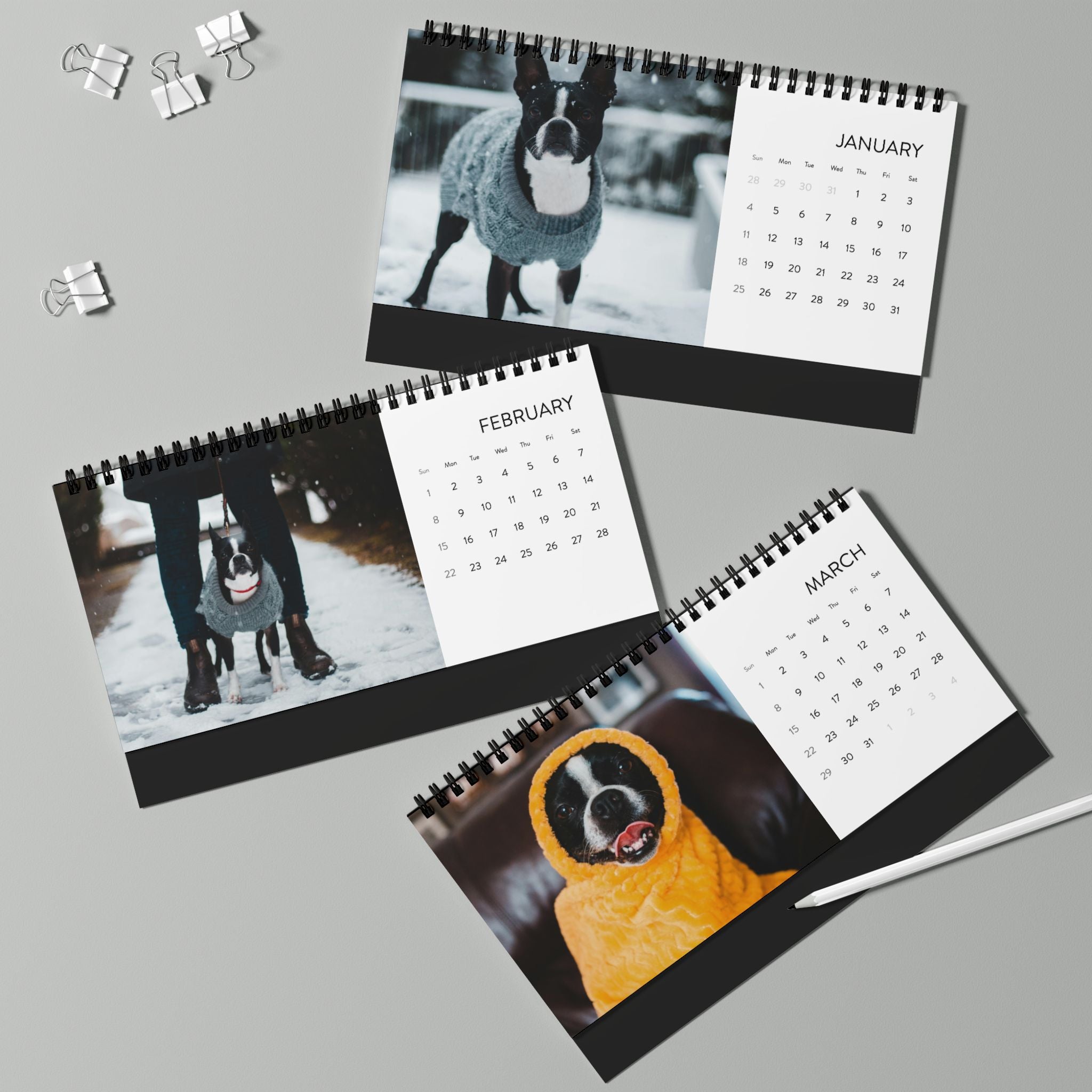 2026 Personalized Desk Calendar with Your Dog's Photos .