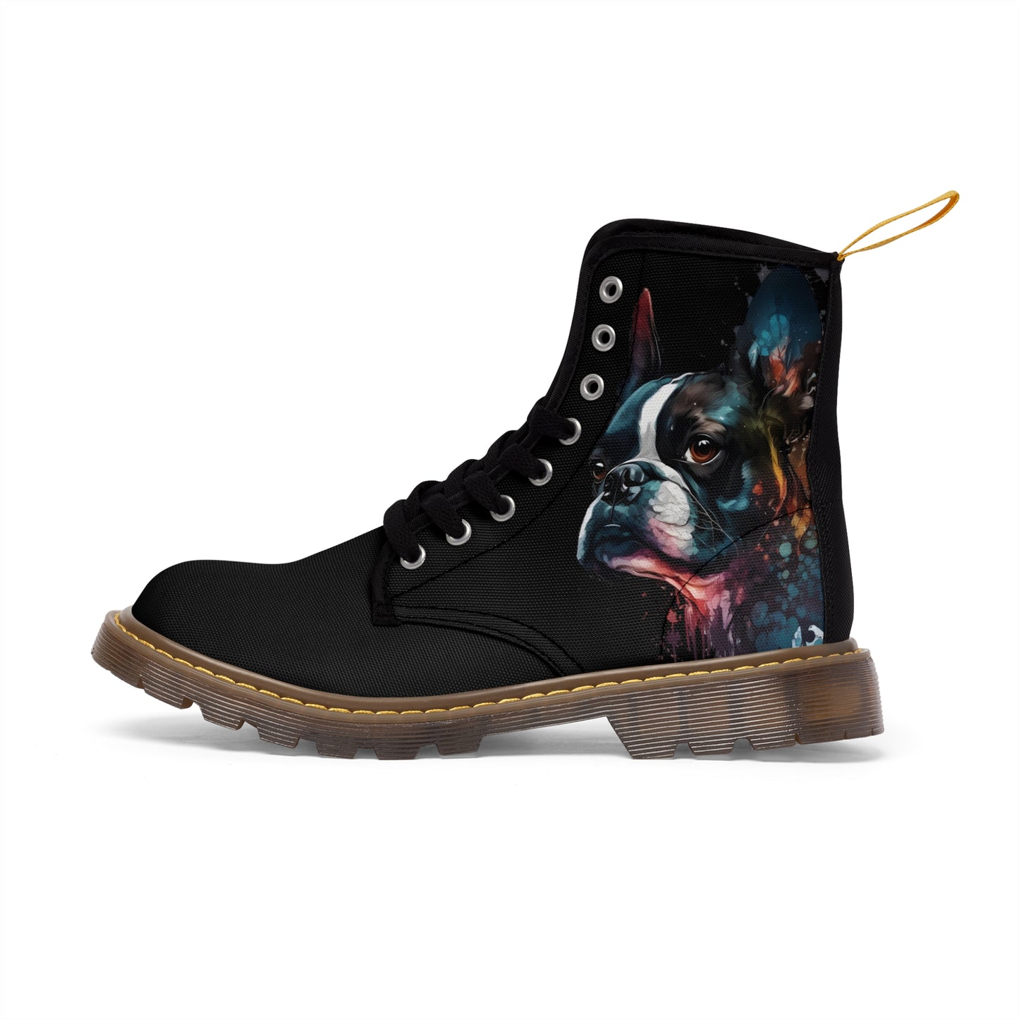 Boston Terrier Art - Men's Martin Canvas Boots
