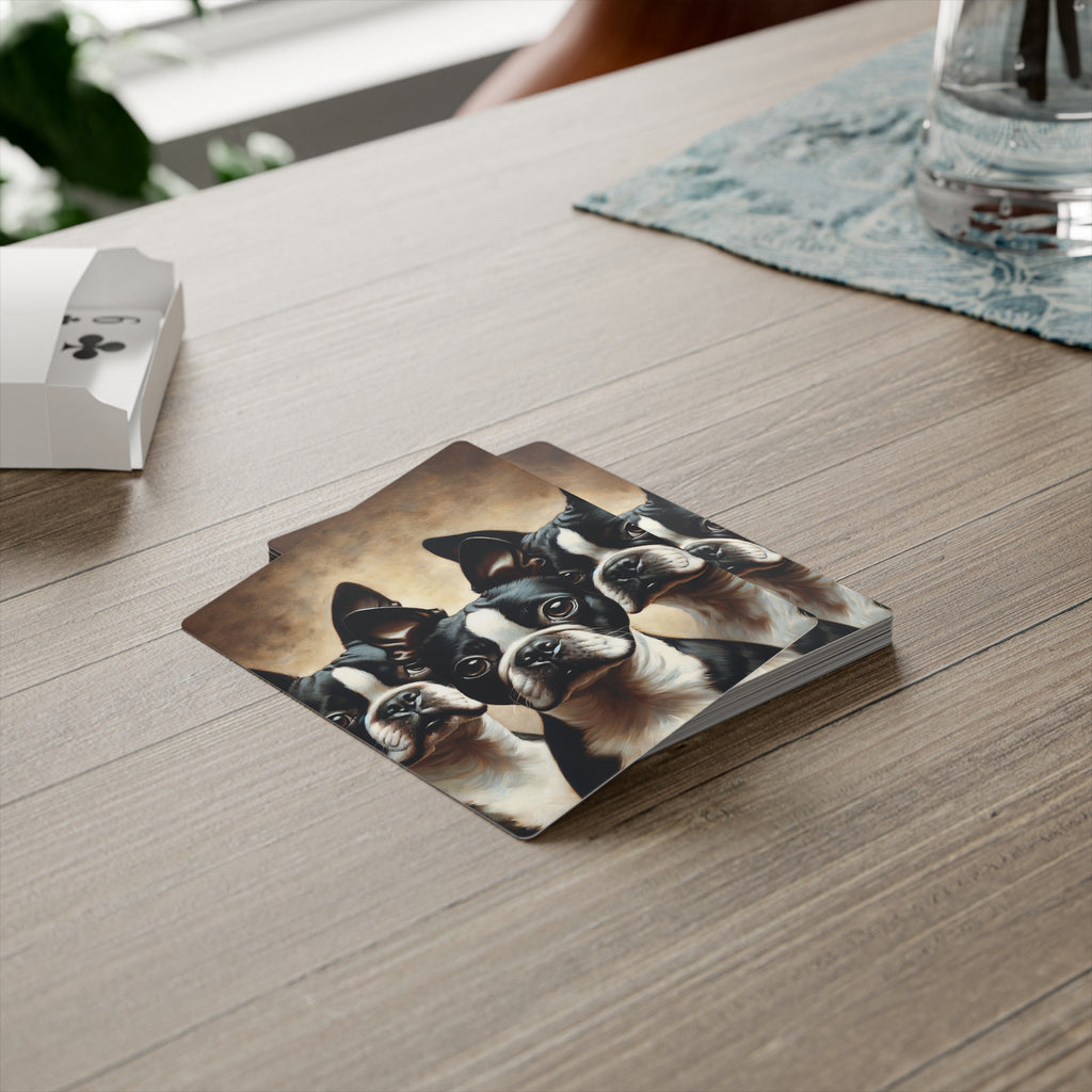 Boston Terrier Dogs Playing Cards