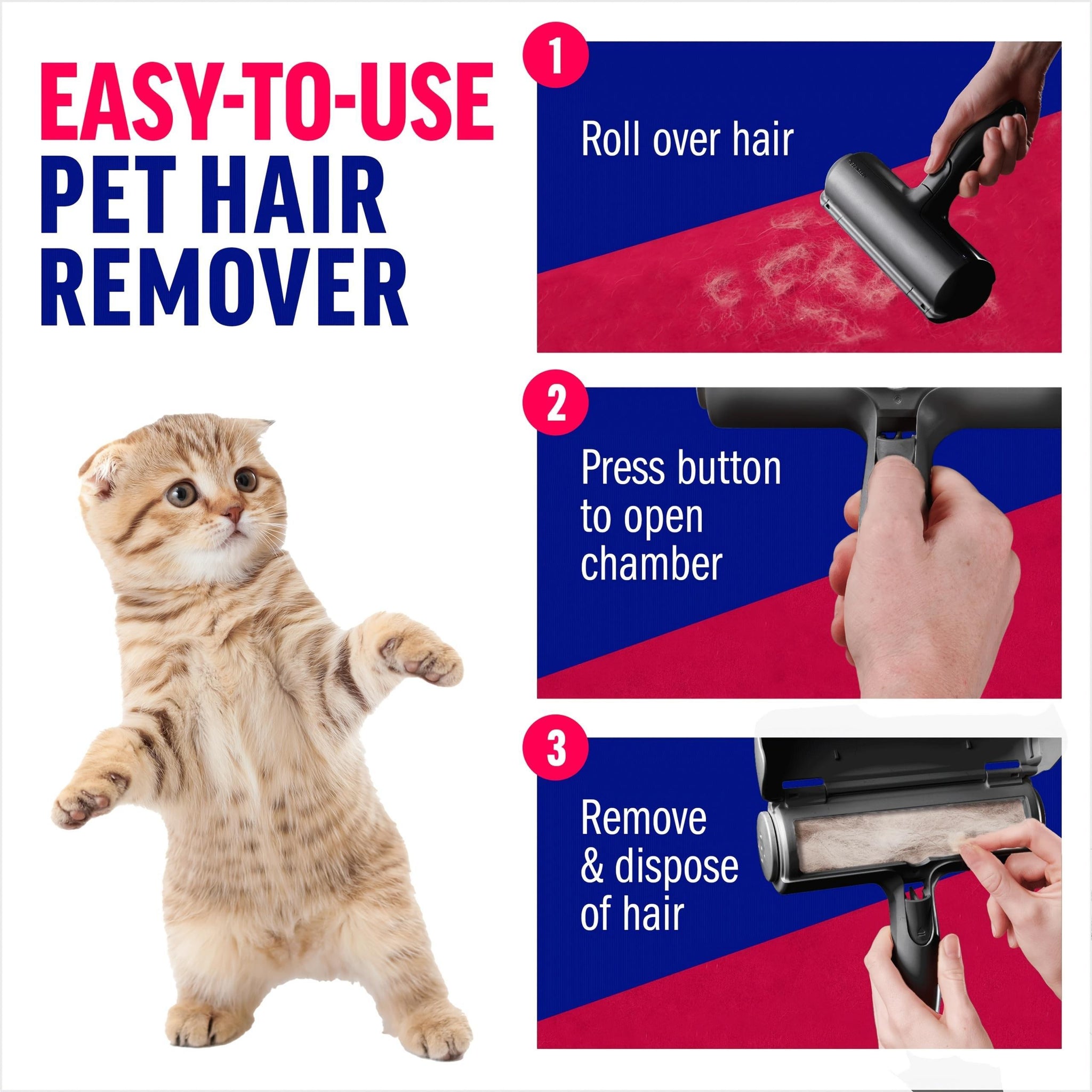 Pet Hair Remover With Reusable Sticky Applicator - Dog Hair Remover For Furniture, Sofas, Carpets, Clothing And Bedding
