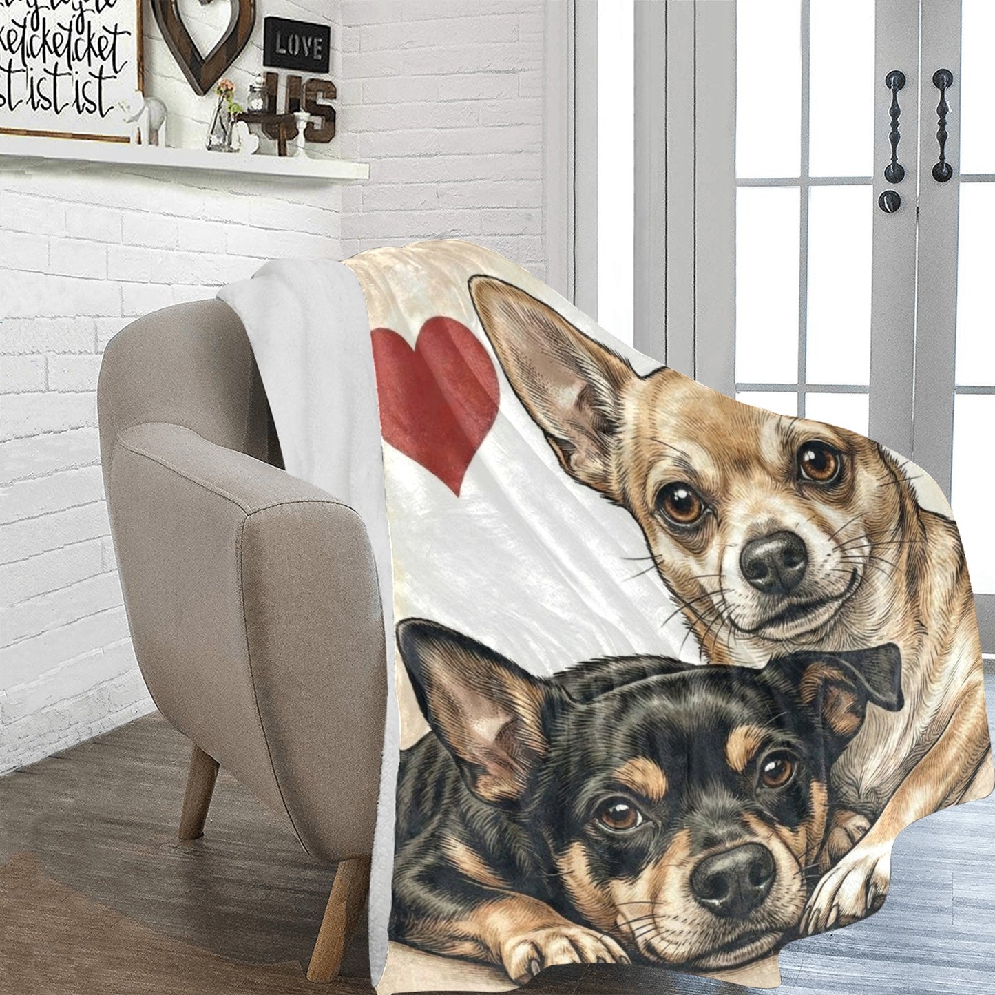Two Chihuahuas Love Portrait Ultra-Soft Micro Fleece Blanket