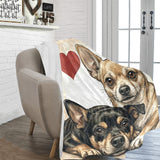 Two Chihuahuas Love Portrait Ultra-Soft Micro Fleece Blanket