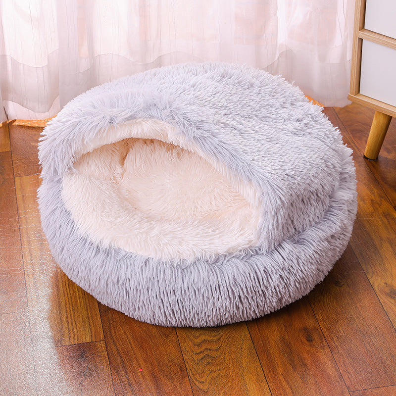 Warm Plush Semi Enclosed Dog Cave Bed