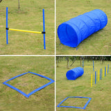 Competition Dog Agility Equipment Obstacle Course Set for Outdoor Backyard, Blue and Yellow .