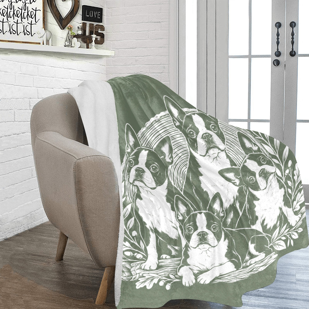 Woodland Boston Terrier Heritage Ultra-Soft Micro Fleece Blanket