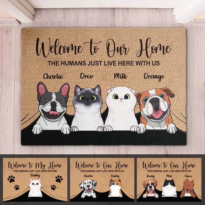 Welcome To Our Home - Personalized Pet Decorative Mat, Doormat (Cat & Dog)
