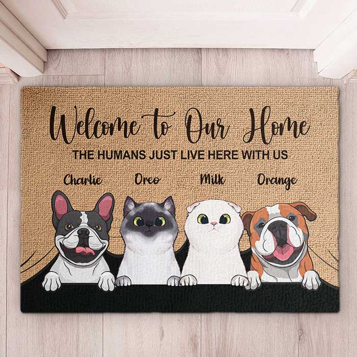 Welcome To Our Home - Personalized Pet Decorative Mat, Doormat (Cat & Dog)
