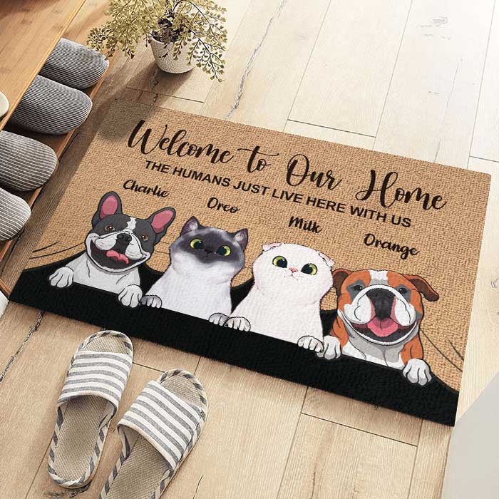 Welcome To Our Home - Personalized Pet Decorative Mat, Doormat (Cat & Dog)