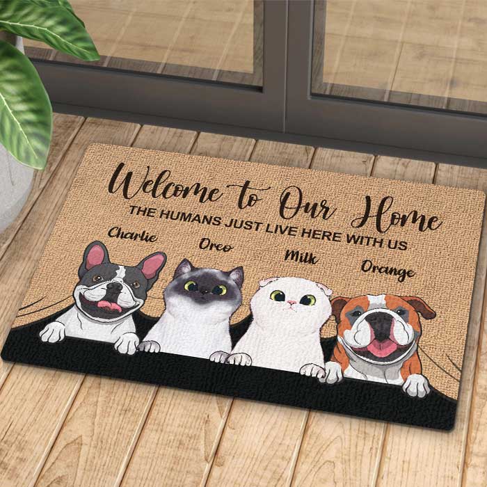 Welcome To Our Home - Personalized Pet Decorative Mat, Doormat (Cat & Dog)