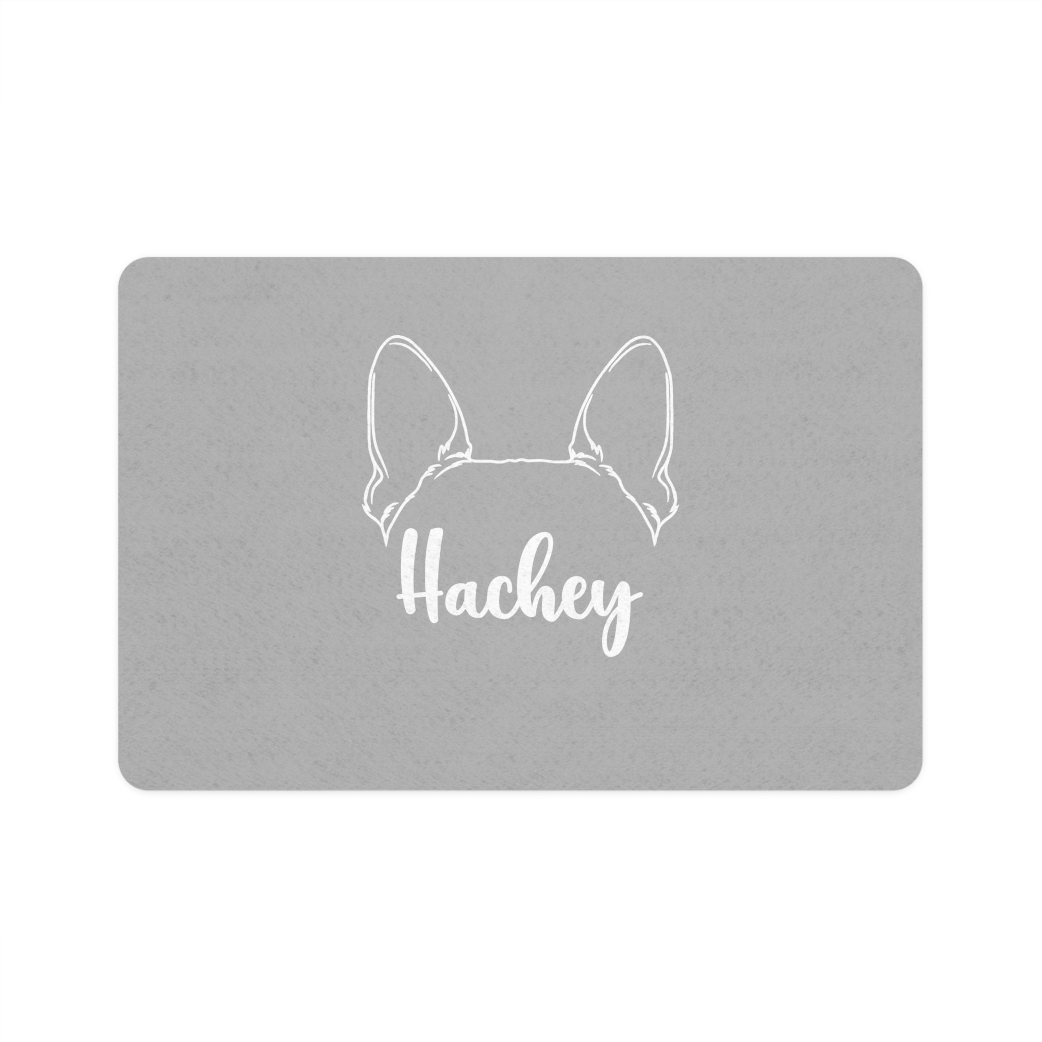 Personalized Dog Food Mat - Ears With Boston Terrier Name Pet Feeding Mat (12x18)