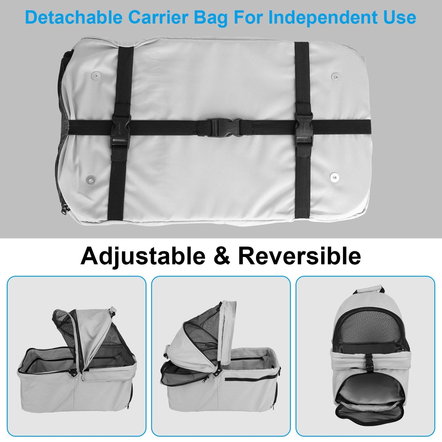 4-Wheels Pet Stroller Foldable Carrier With Removable Liner and Storage Basket