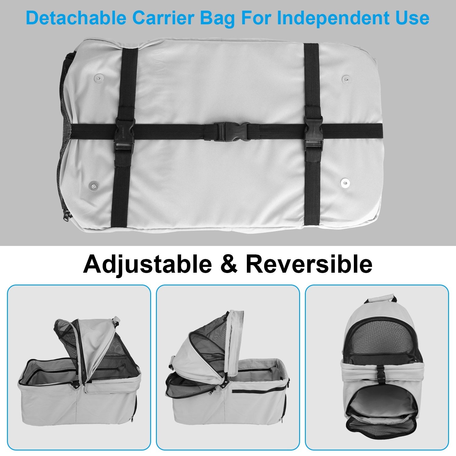 4-Wheels Pet Stroller Foldable Carrier With Removable Liner and Storage Basket