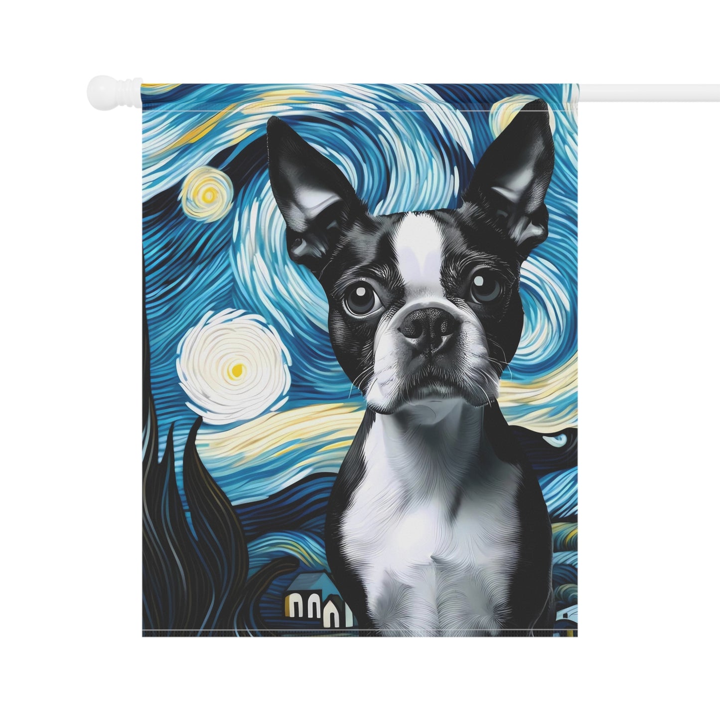 Starry Night - Boston Terrier Garden & House Banner