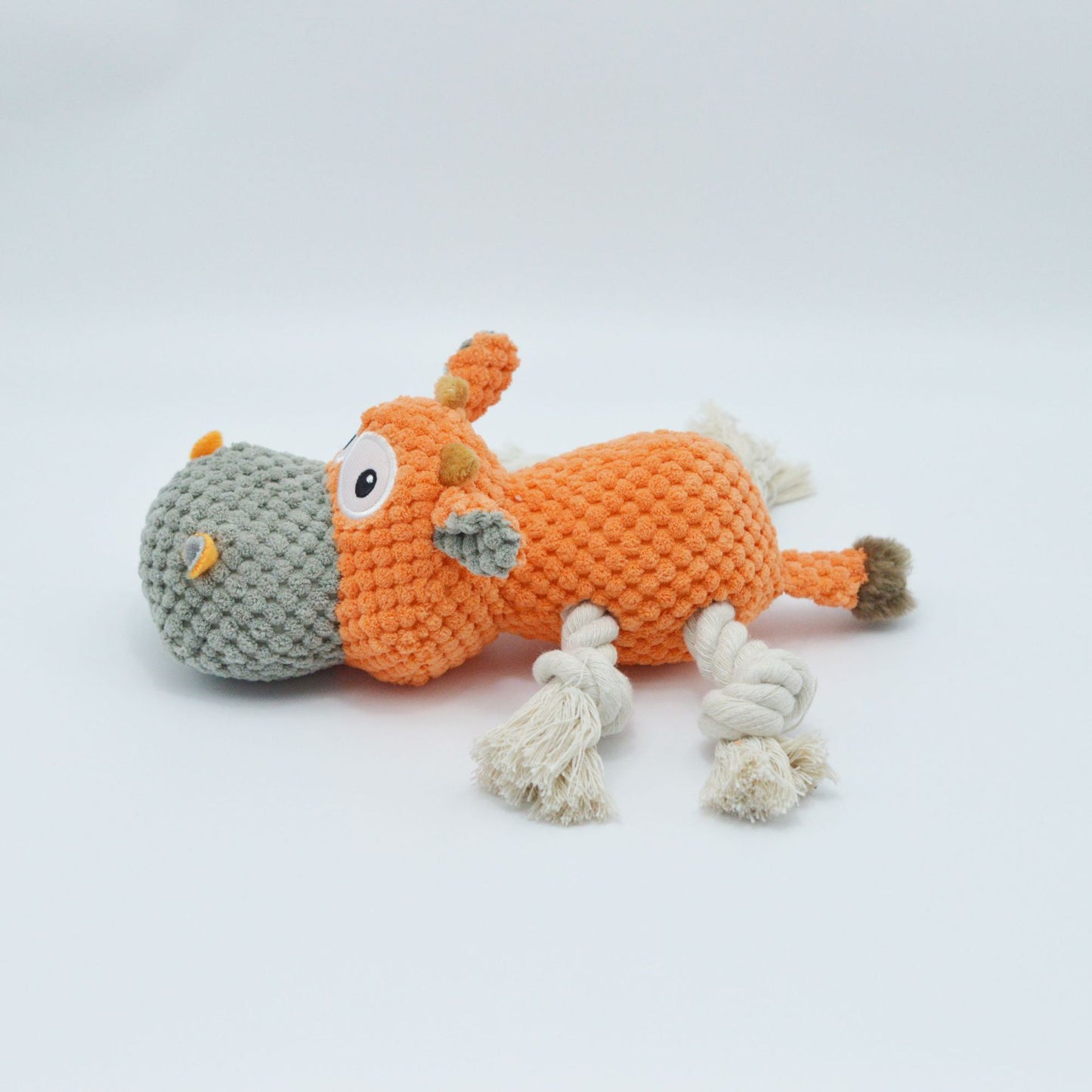 Cow Plush Dog Toy with Ropes and Creaking Sound