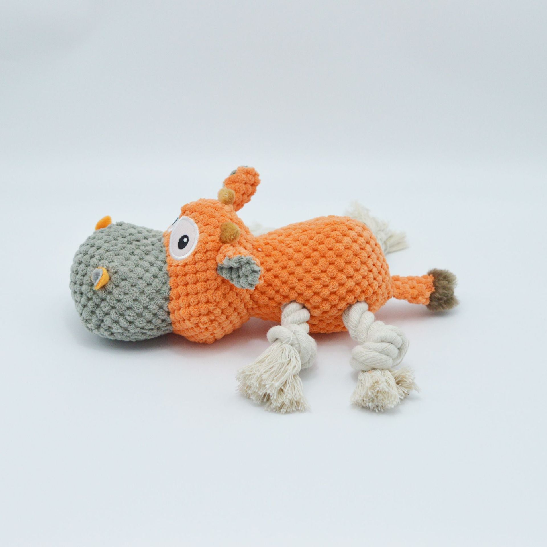 Cow Plush Dog Toy with Ropes and Creaking Sound