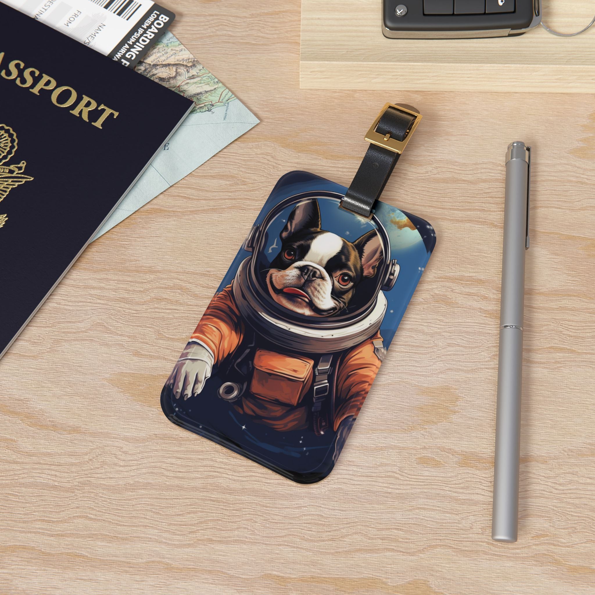Astronaut Dog Luggage Tag - Fun Personalized Travel Accessory .