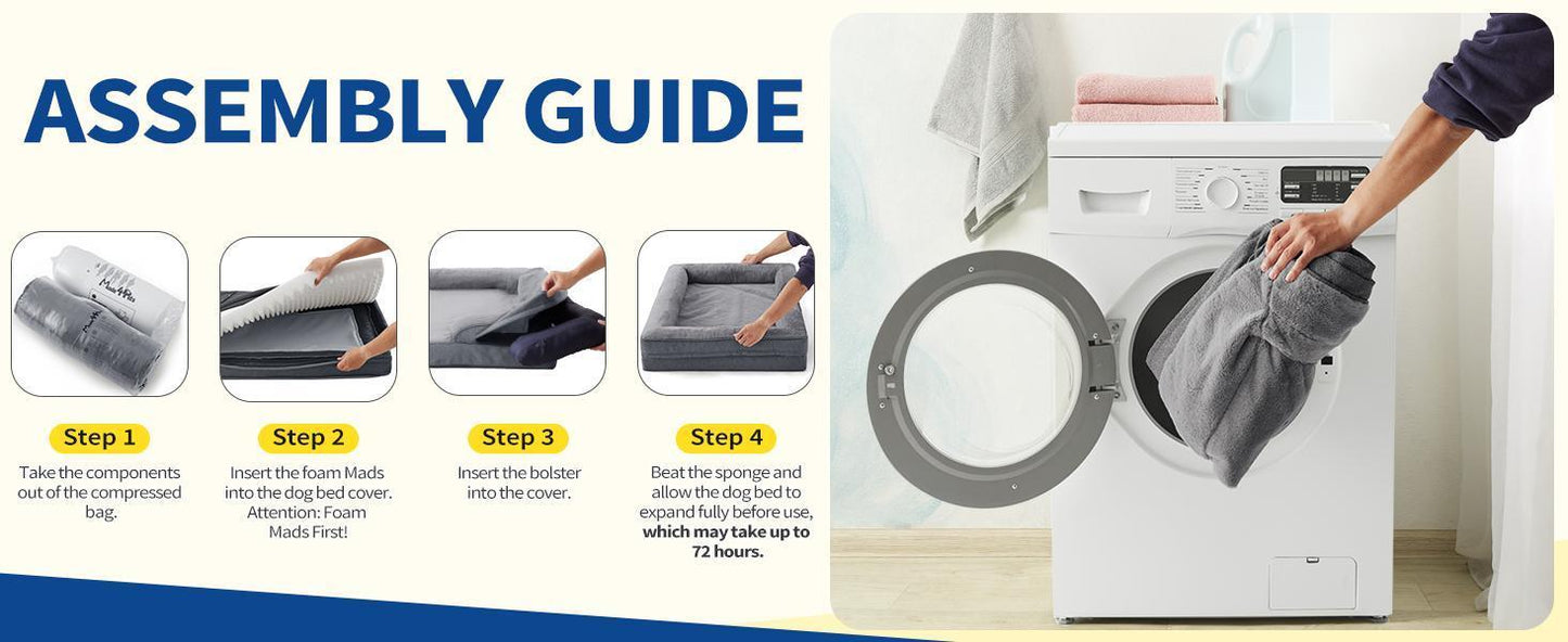 Large Orthopedic Dog Sofa Bed Supportive Foam Pet Mattress Washable With Removable Cover