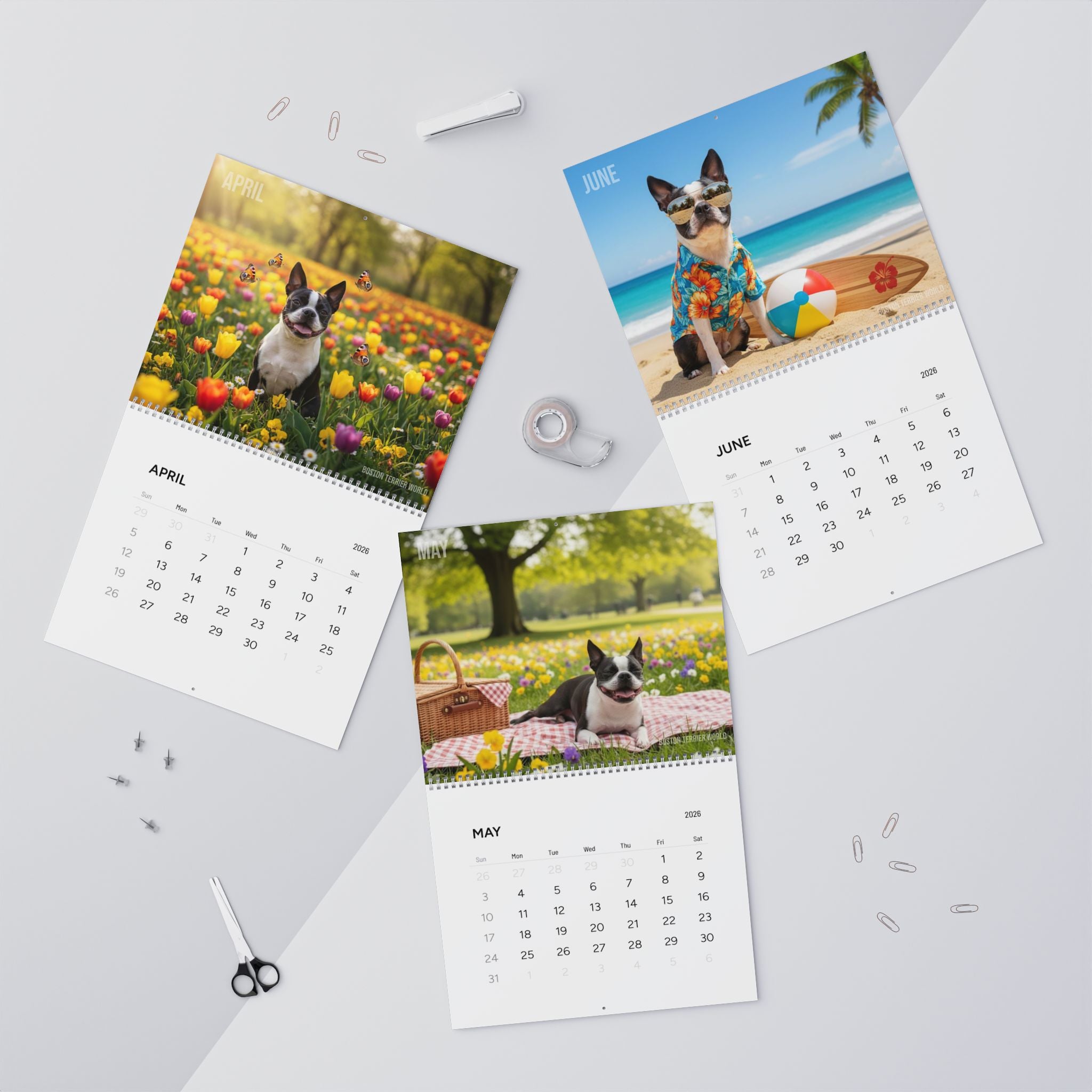 Boston Terrier World 2026 Wall Calendar