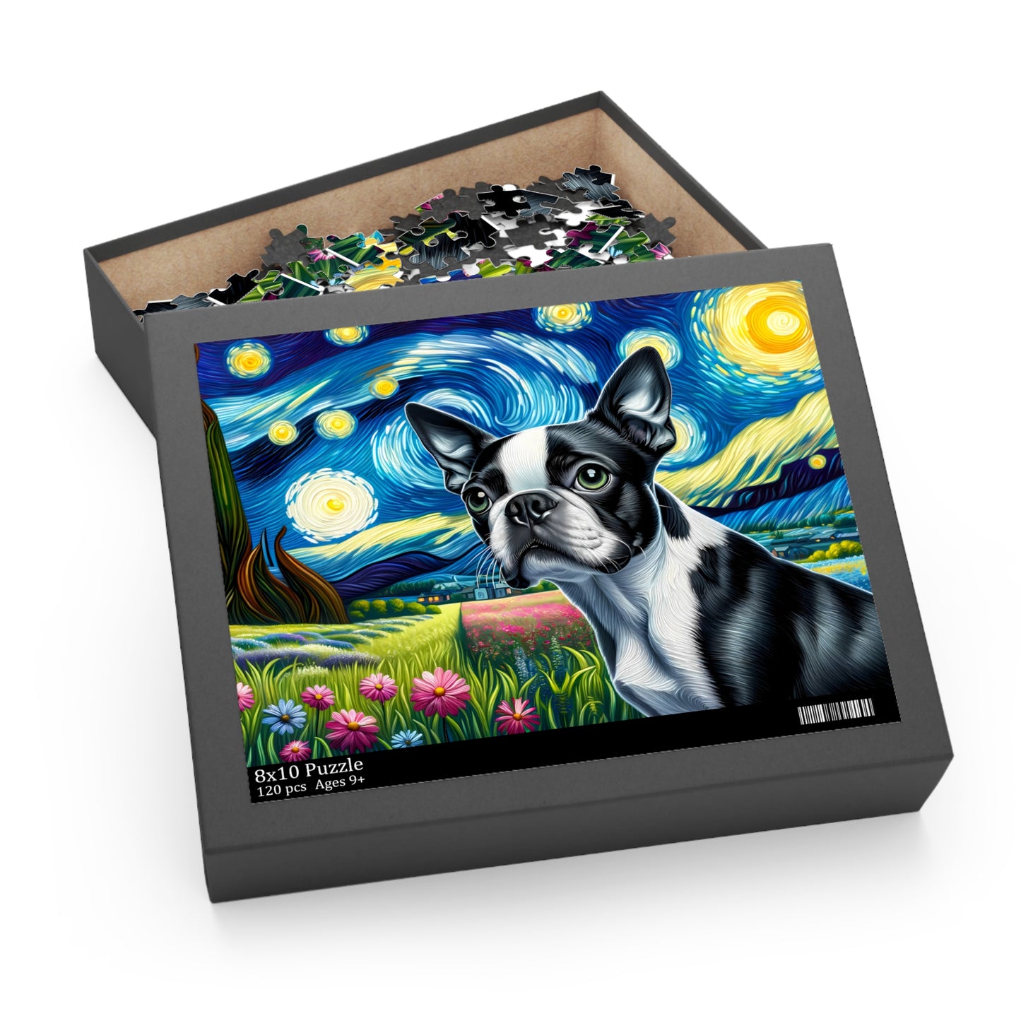 Starry Night - Boston Terrier Dog Puzzle (120, 252, 500-Piece)