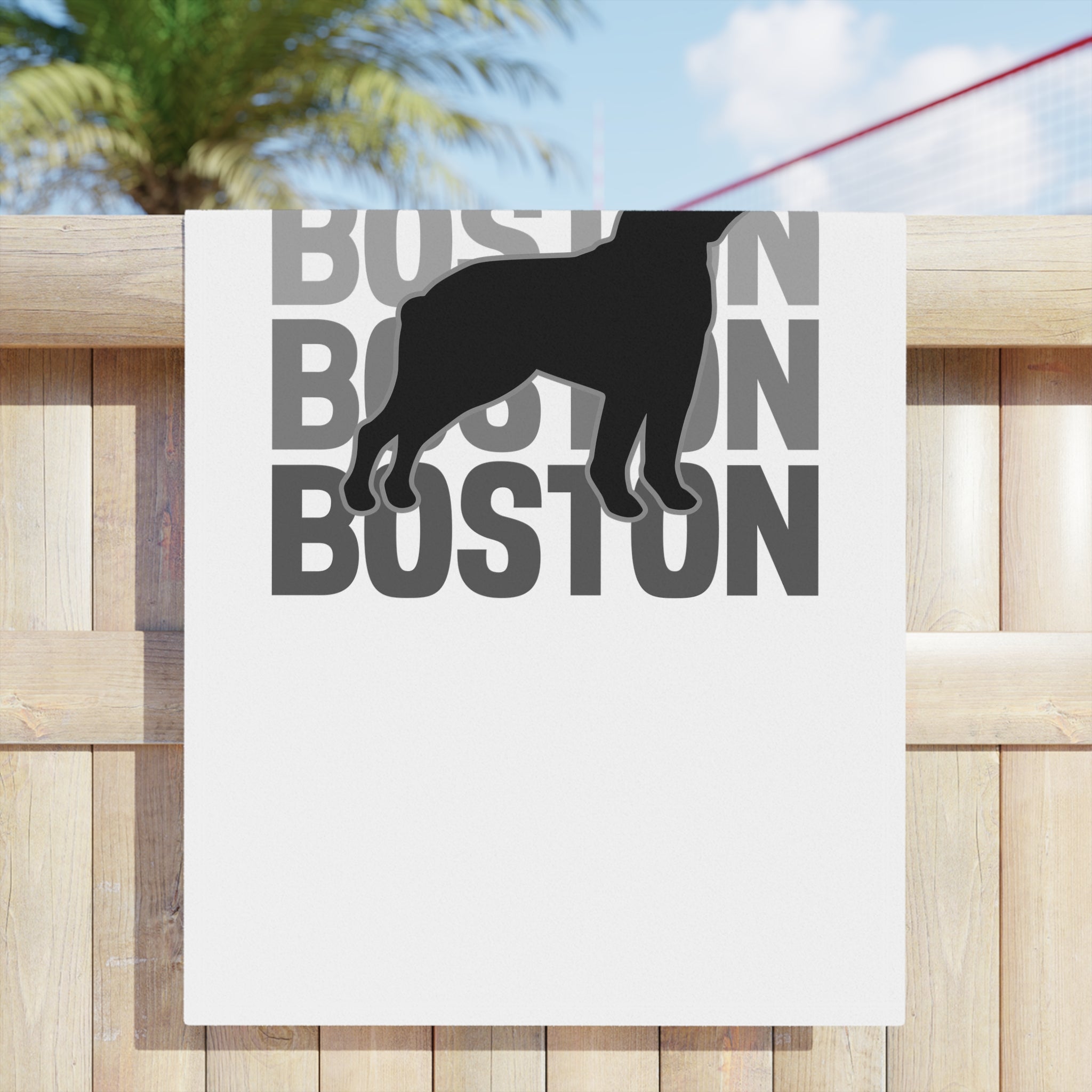 Boston Dog Beach Towel - White - Stylish and Fun Summer Accessory
