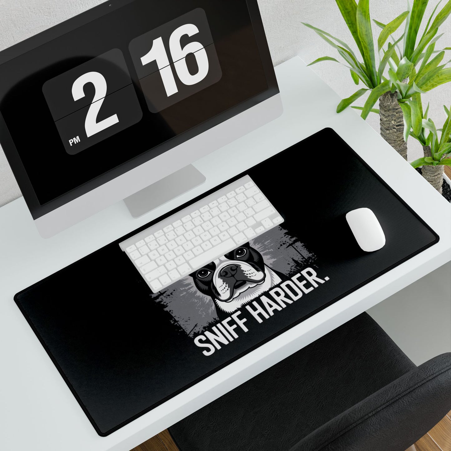 Work Hard Sniff Harder Desk Mat - Bulldog Desk Pad, Office Decor, Pet Lover Gift, Fun Workspace Accessory, Gamers' Mouse Pad