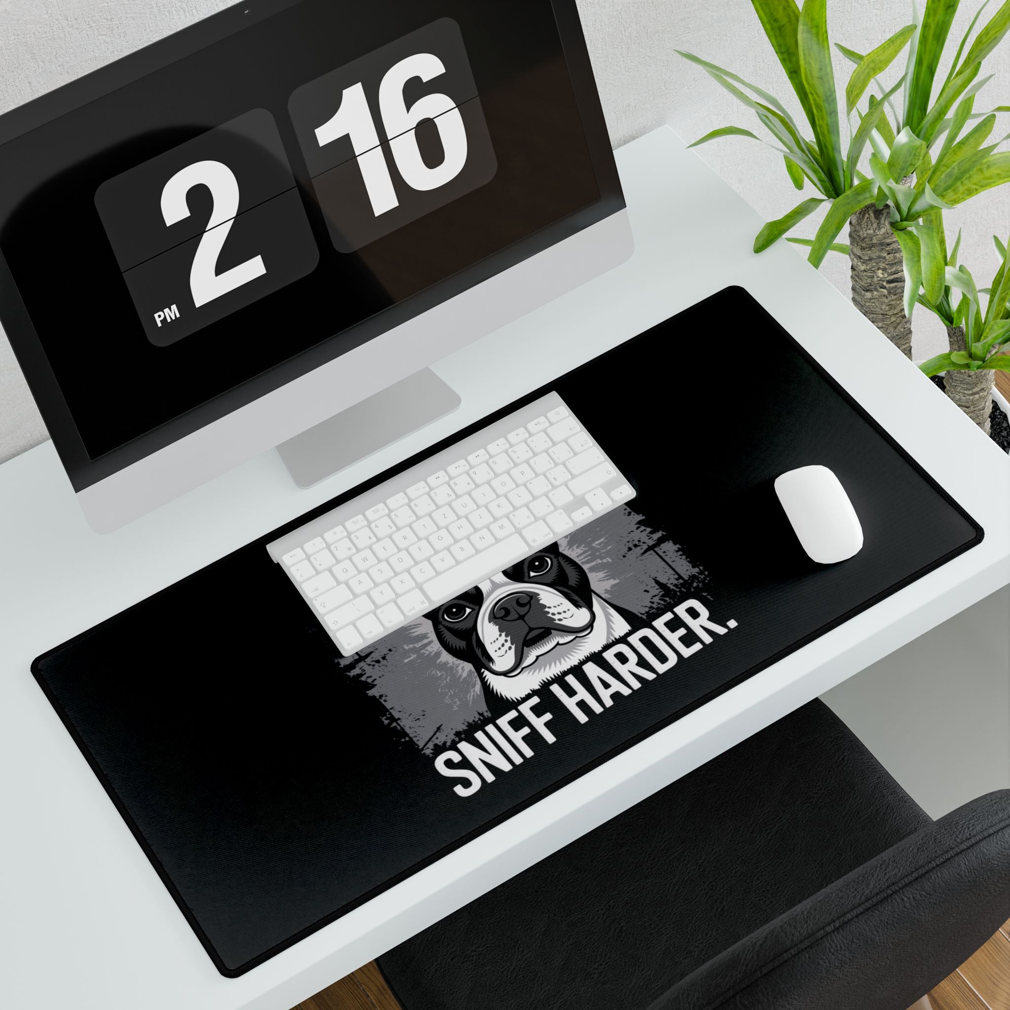 Work Hard Sniff Harder Desk Mat - Bulldog Desk Pad, Office Decor, Pet Lover Gift, Fun Workspace Accessory, Gamers' Mouse Pad