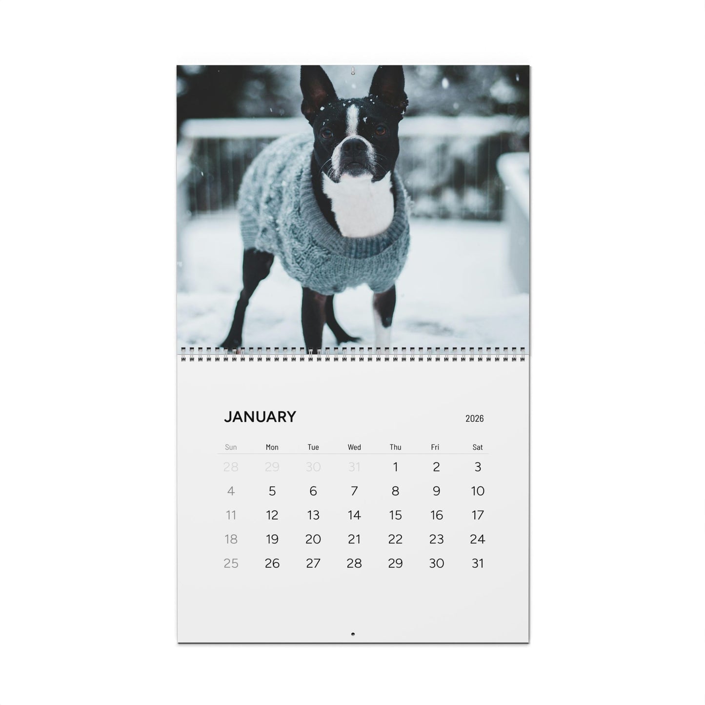 2026 Personalized Wall Calendar with Your Dog's Photos . 14" x 11.5" Glossy