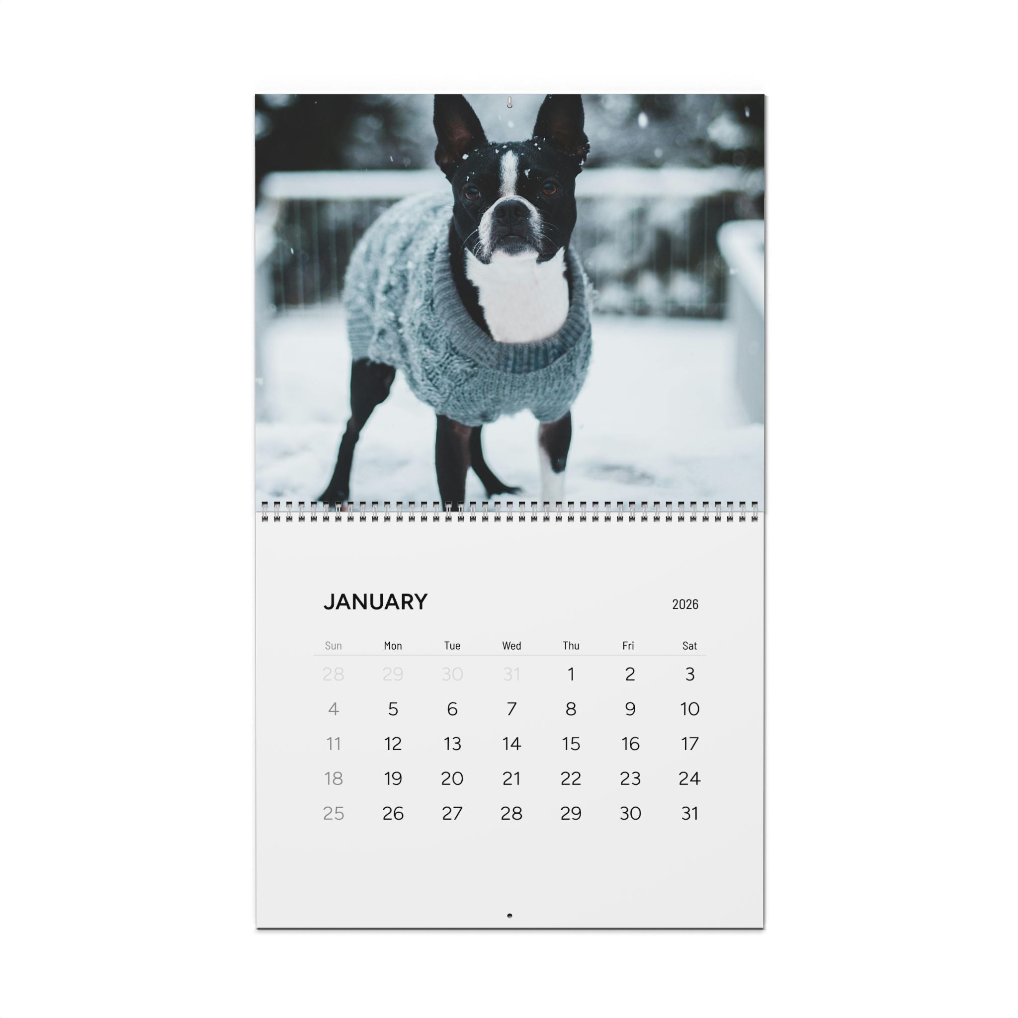 2026 Personalized Wall Calendar with Your Dog's Photos . 14" x 11.5" Glossy