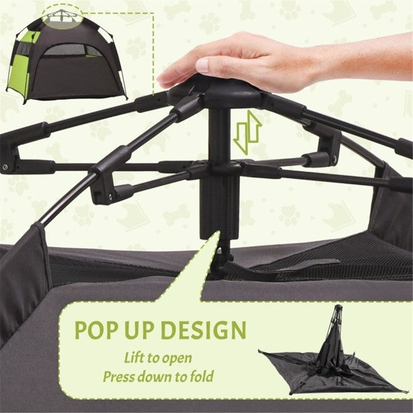 Dark Gray Green Pop-up Camping Tent For Pets