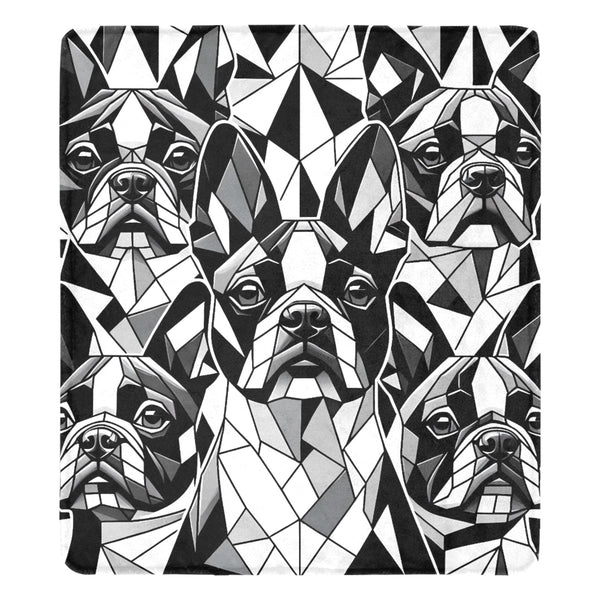 Black And White Origami Boston Terrier Dogs Ultra-Soft Micro Fleece Blanket