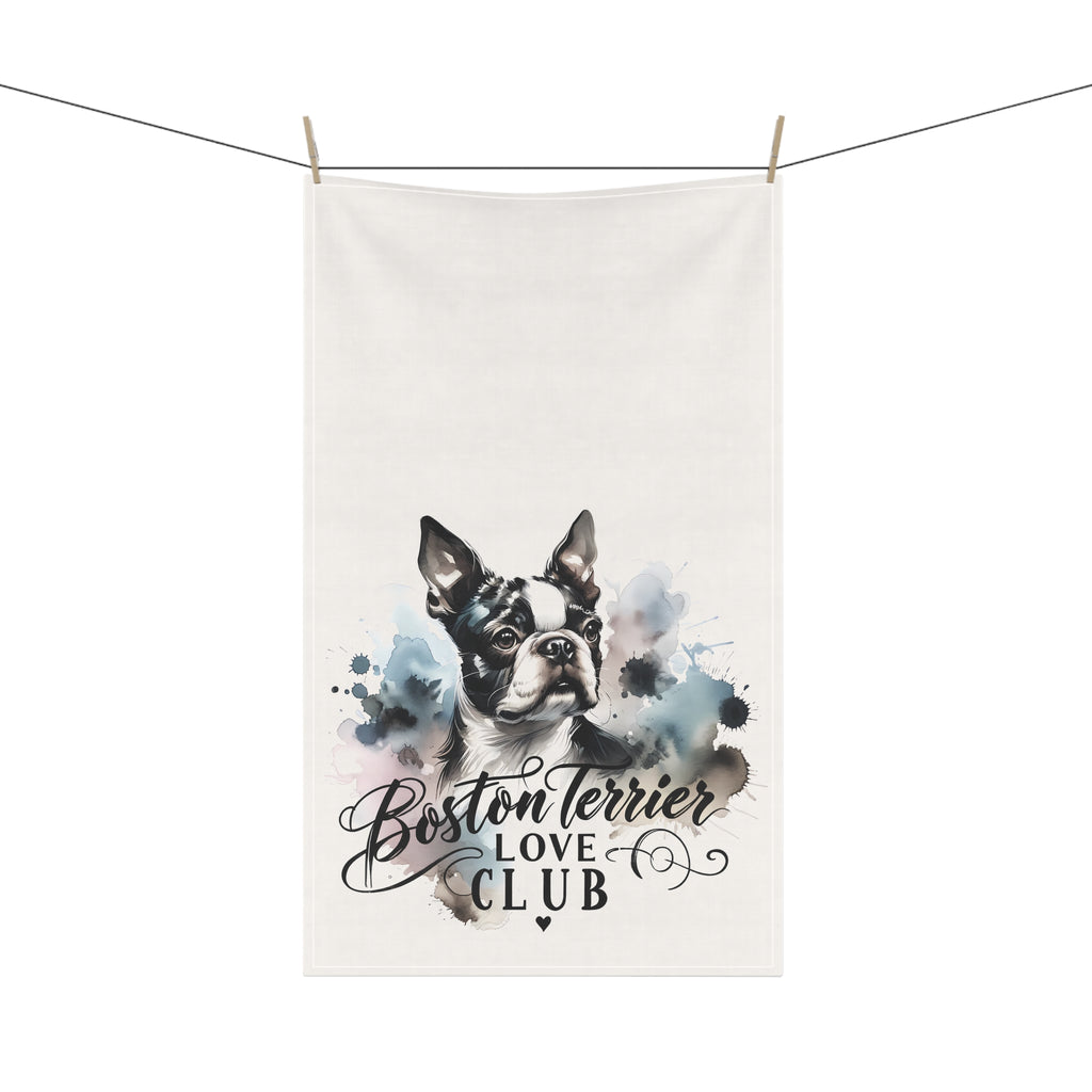 Elegant Watercolor Boston Terrier Art Kitchen Towel Boston Terrier Love Club