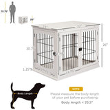 Furniture Dog Crate with Two Open Sides and Lockable Door - White and Black