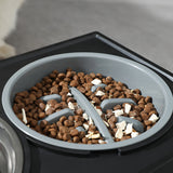 Adjustable Elevated Stainless Steel Plastic Slow Feeder Dog Bowl