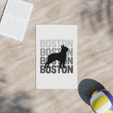 Boston Dog Beach Towel - White - Stylish and Fun Summer Accessory