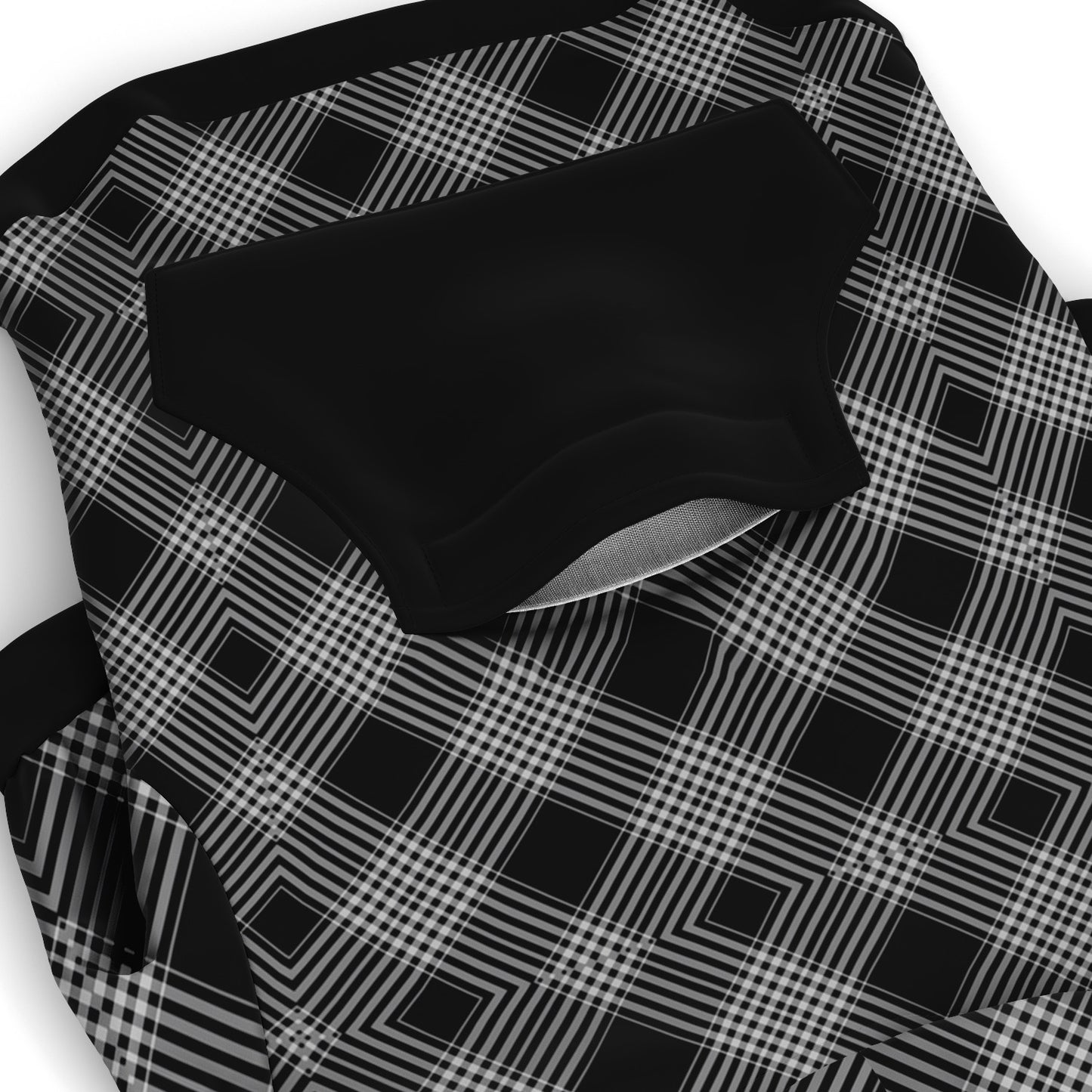 Dog Zip-Up Hoodie - Black And White Plaid