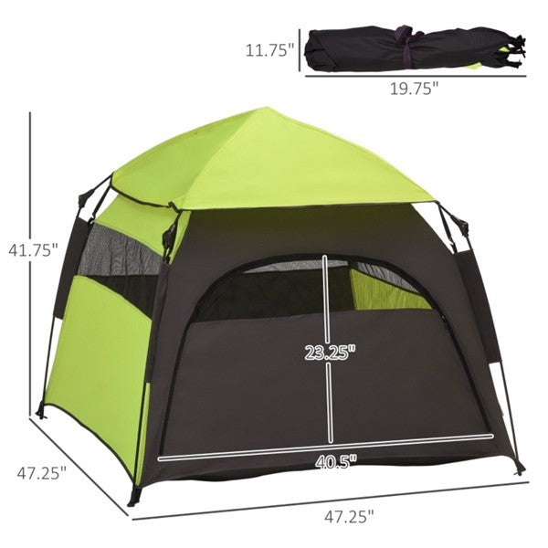 Dark Gray Green Pop-up Camping Tent For Pets