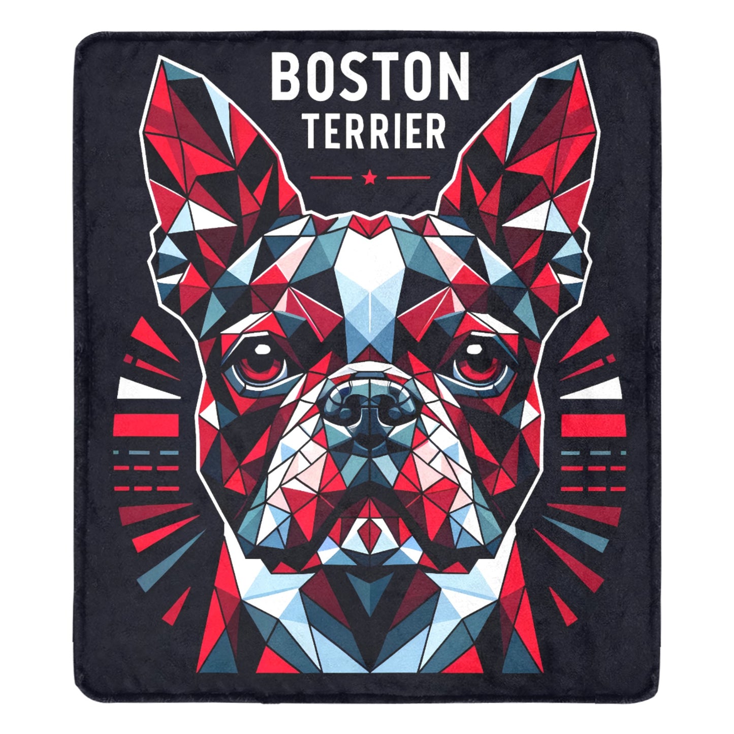 Geometric Boston Terrier Ultra-Soft Micro Fleece Blanket - Red, White and Black