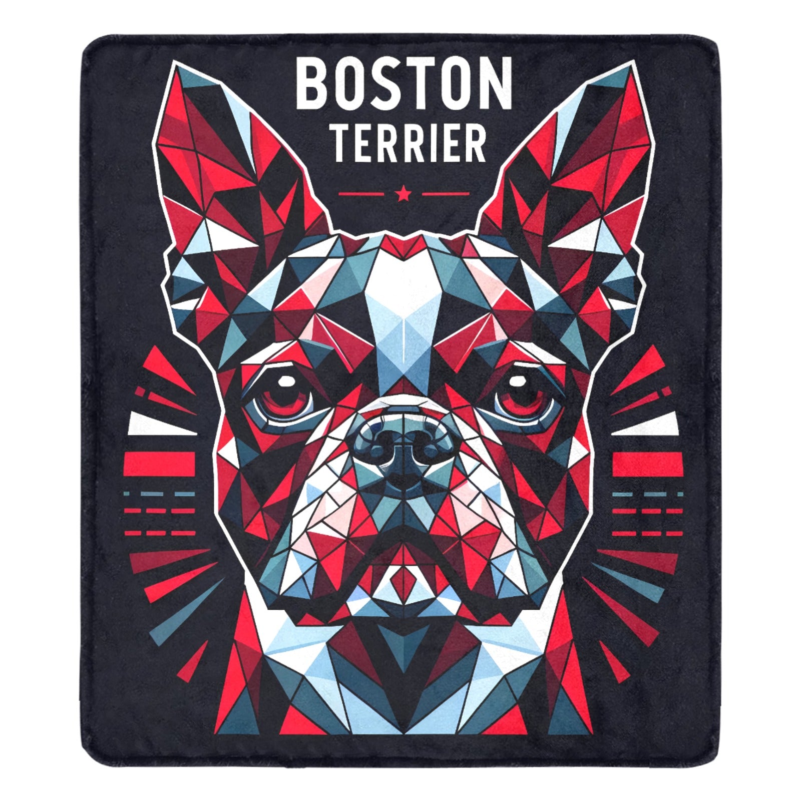 Geometric Boston Terrier Ultra-Soft Micro Fleece Blanket - Red, White and Black